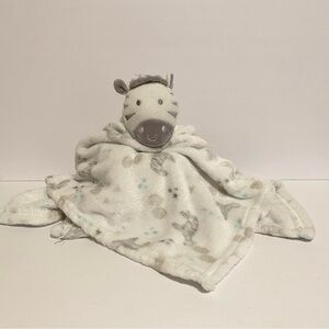 Modern Baby Zebra Lovey Zoo Animal Oversize Large Security Blanket White 22”